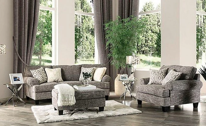 Furniture of America Pierpont 2pc Living Room Set in Gray