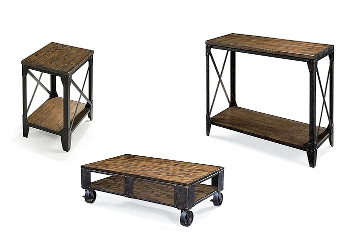 Magnussen Pinebrook 4-Piece Occasional Table Set in Distressed Natural Pine T1755