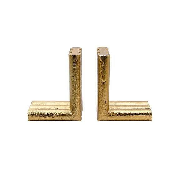 Worlds Away Pipey L-Shaped Metal Bookend in Textured Brass PIPEY