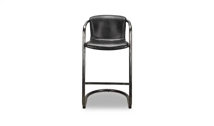 Moe's Home Freeman Barstool Onyx Black Leather - Set Of Two PK-1060-02