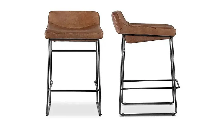 Moe's Home Starlet Counter Stool Open Road Brown Leather - Set Of Two PK-1106-14