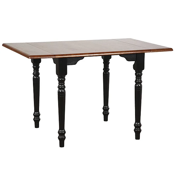 Sunset Trading Selections 34-48" Rectangular Extendable Drop Leaf Dining Table in Distressed Antique Black with Cherry PK-TLD3448-BCH