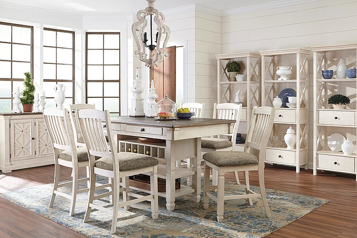 Bolanburg 7-Piece Counter Height Dining Table Set in White/Oak