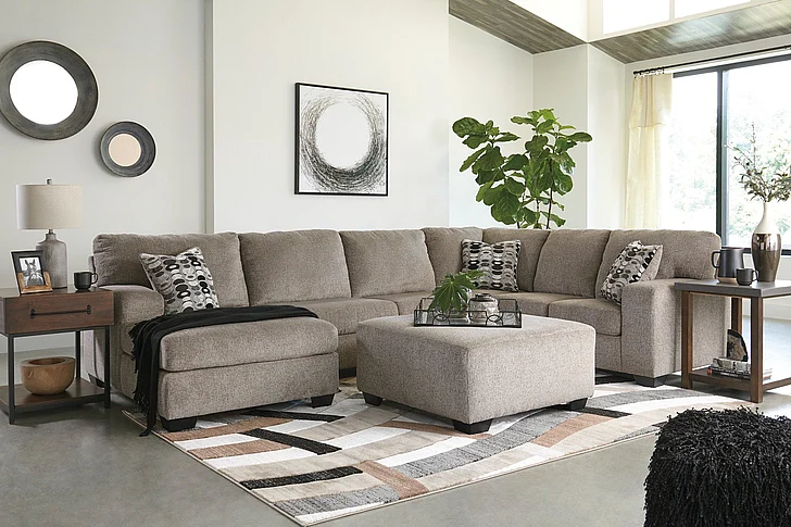 Ballinasloe 4-Piece Sectional with Ottoman in Platinum PKG001772