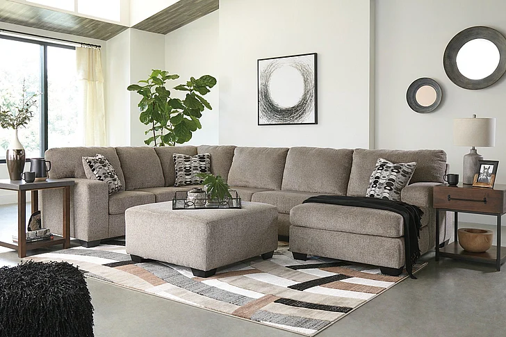 Ballinasloe 4-Piece Sectional with Ottoman in Platinum PKG001773