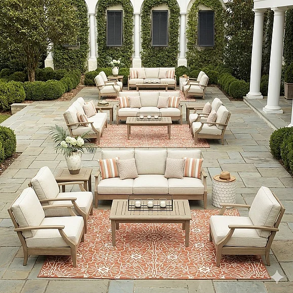 Restaurant Outdoor Seating Set - Clare View 3pc Nuvella Outdoor Seating Set in Beige