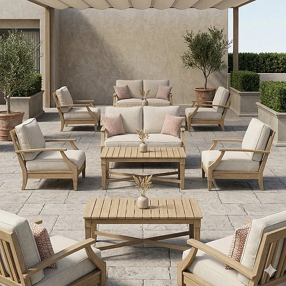 Restaurant Outdoor Seating Set - Clare View 3pc Nuvella Outdoor Seating Set in Beige PKG014544