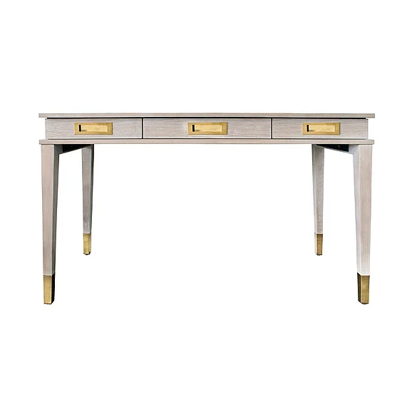 Worlds Away Plato Three Drawer Desk in Cerused Oak PLATO CO