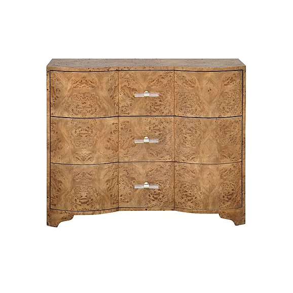 Worlds Away Plymouth 3 Drawer Chest in Dark Burl Wood PLYMOUTH DBW