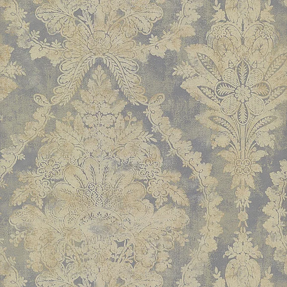 York D81-24 Karat Charleston Damask Silver Wallpaper PM9309 (Double Roll)