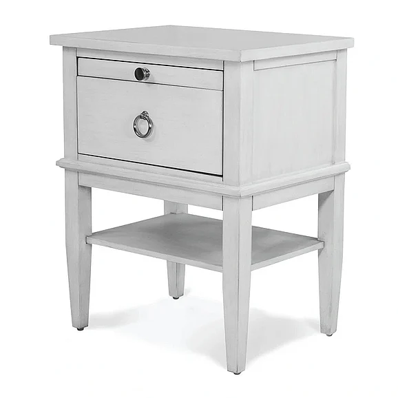 Finn & Louise (Lineage) Point Breeze 1 Drawer Electrified Open Nightstand in Freshwhite FL-B65031-FRESHWHITE