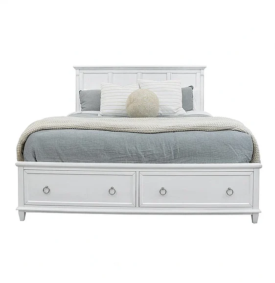 Finn & Louise (Lineage) Point Breeze King Bed with Storage in Freshwhite FL-B650KBED-STORAGE-FRESHWHITE