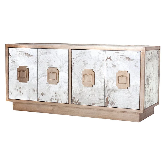 Worlds Away Ponti Entertainment Console Ant Mir Champagne Silver Lf PONTI S