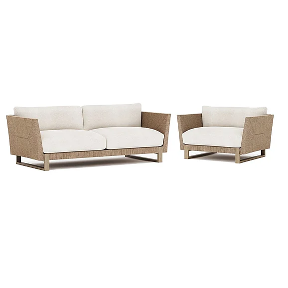 Bernhardt Exteriors Praia Outdoor 2pc Fabric Living Room Set Cream
