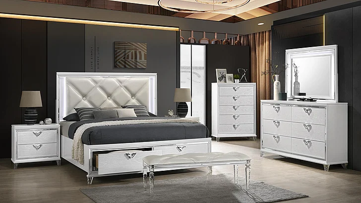 Galaxy Home Prism 2pc Bedroom Set in White