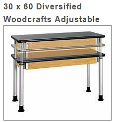 Diversified Woodcrafts Adjustable Tables 30 x 60 - Chem Top P8142