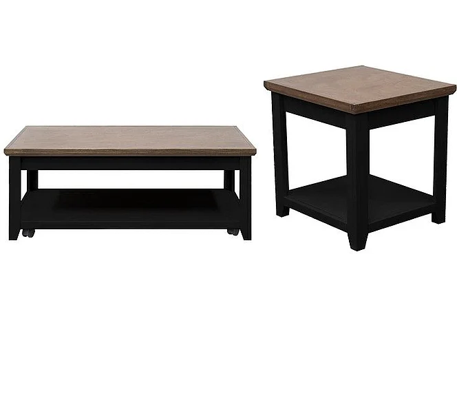 Legends Furniture Providence 2pc Occasional Living Room Set in Black and Bourbon