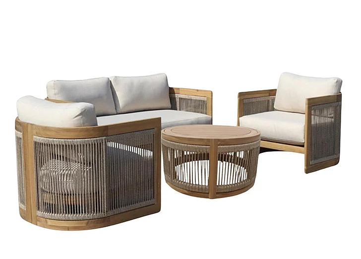 Pelican Reef Patio Compass Cay 4-Piece Loveseat Set PRP-8001-NAT-4PC