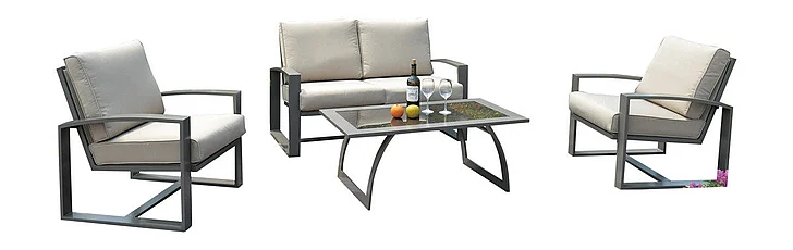 Pelican Reef Patio Moldova 4-Piece Seating Set PRP-8501-GRY-4PC