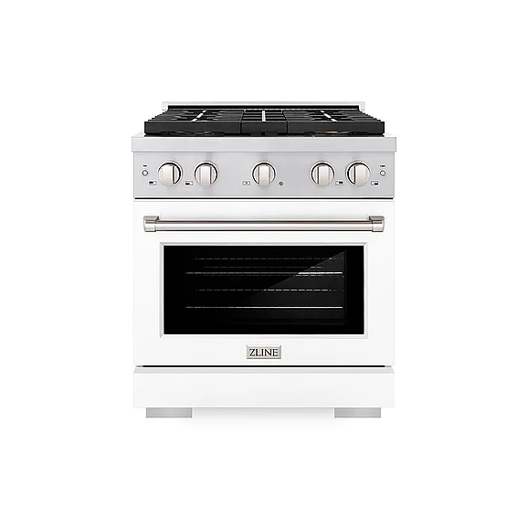 ZLINE 30 In. 4.2 Cu. Ft. Paramount Dual Fuel Range w/4 Burner Duopro™ Cooktop And Electric Convection Oven w/White Matte Door in White Matte PSDRWM30