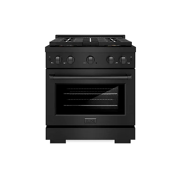 ZLINE 30 In. 4.2 Cu. Ft. Paramount Gas Range w/4 Burner Duopro™ Cooktop And Convection Gas Oven In Black Stainless Steel in Black Stainless Steel PSGRB30