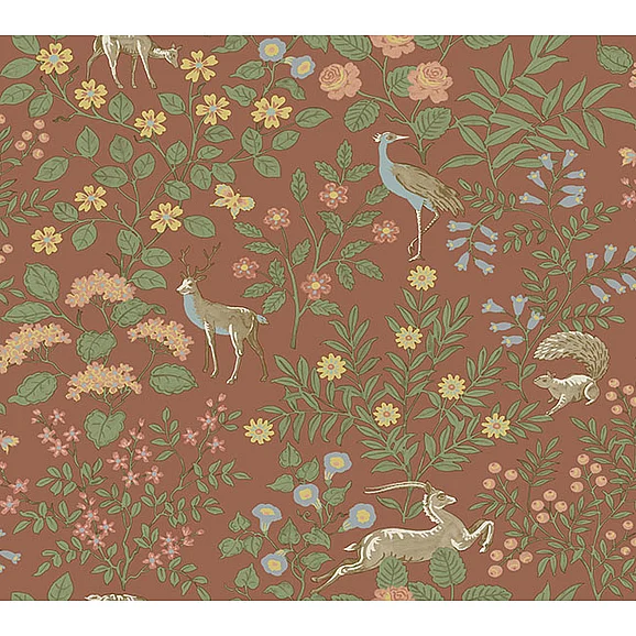 York F13-Erin & Ben Co. Woodland Floral Rust Peel & Stick Wallpaper PSW1438RL