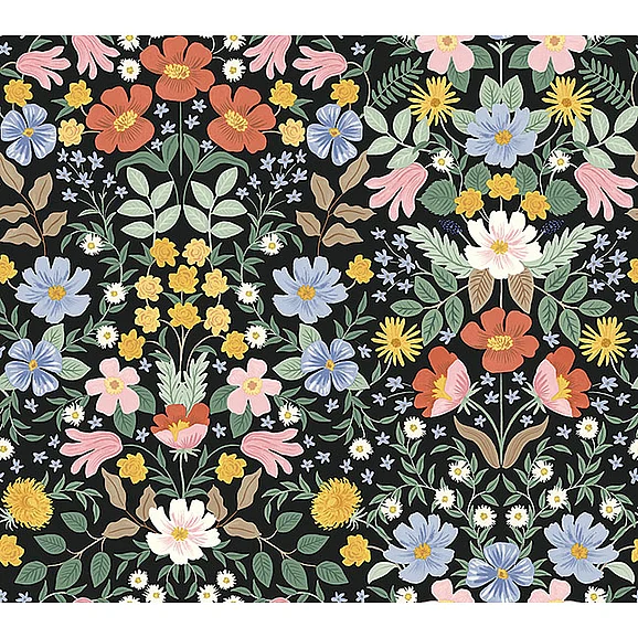 York E96-P&S Rifle Paper 2 Bramble Garden Black Peel & Stick Wallpaper PSW1478RL
