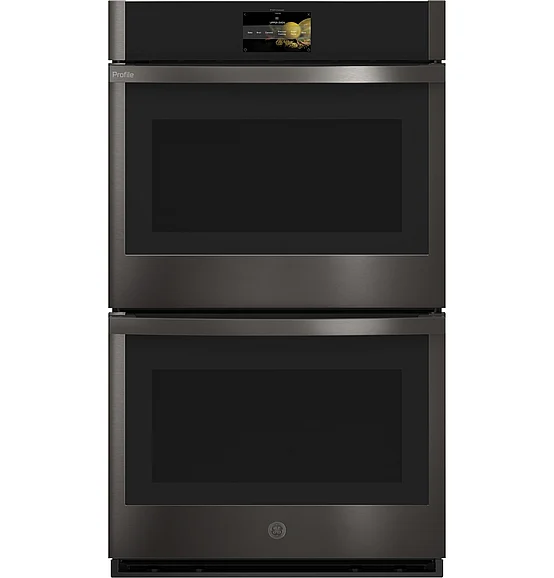 GE Profile - GE 30" Smart Built-In Convection Double Wall Oven with No Preheat Air Fry and Precision Cooking in Fingerprint Resistant Black Stainless PTD7000BNTS