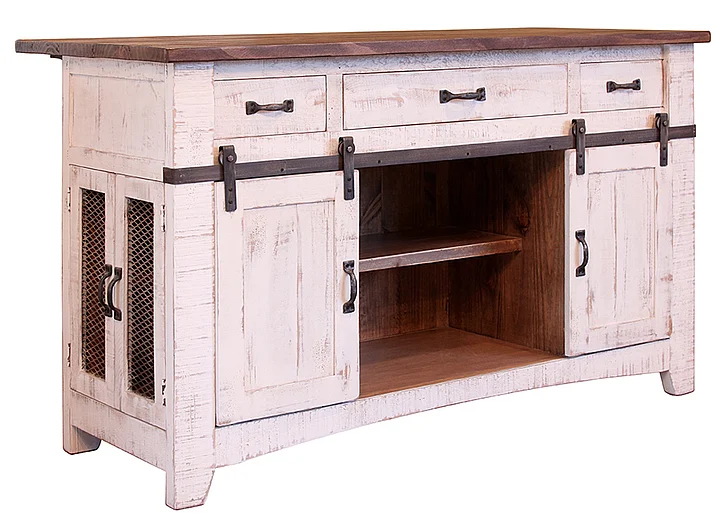 IFD Pueblo 3 Drawer Kitchen Island in White IFD360ISLAND