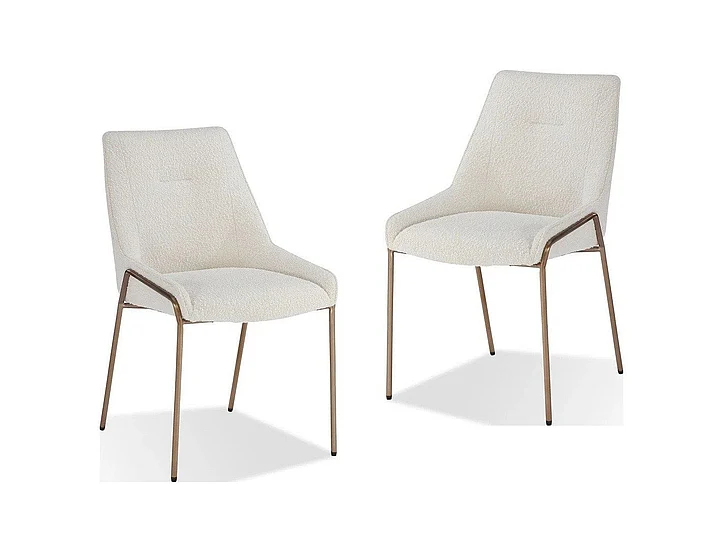 Modus Furniture Sunrise Cyrus Upholstered Dining Chair in Cottage Cheese Boucle and Brushed Bronze Metal PUSJ63AMZ (Set of 2)