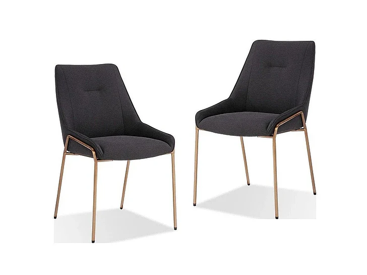 Modus Furniture Sunrise Cyrus Upholstered Dining Chair in Coal Fabric and Brushed Bronze Metal PUSJ63ASH (Set of 2)