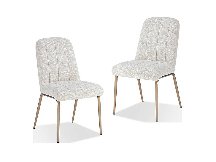 Modus Furniture Sunrise Apollo Upholstered Dining Chair in Ricotta Boucle and Brushed Bronze Metal PUSJ63BMY (Set of 2)