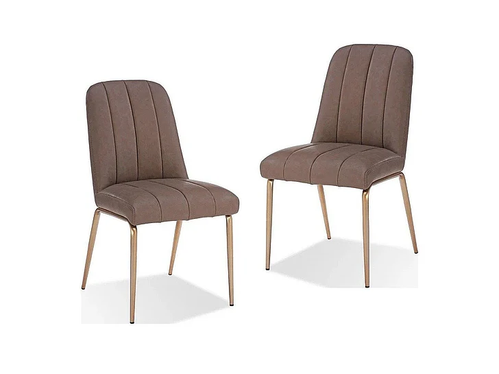 Modus Furniture Sunrise Apollo Upholstered Dining Chair in Cinnamon Synthetic Leather and Brushed Bronze Metal PUSJ63BPJ (Set of 2)