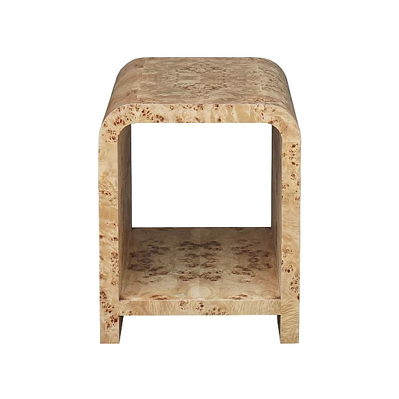 Worlds Away Putnam Waterfall Edge Two Tier Side Table in Burl Wood PUTNAM BW