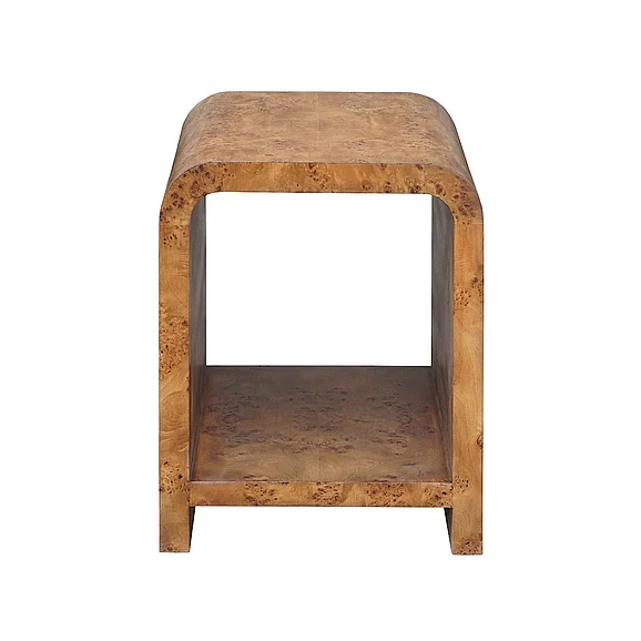 Worlds Away Putnam Waterfall Edge Two Tier Side Table in Dark Burl Wood PUTNAM DBW