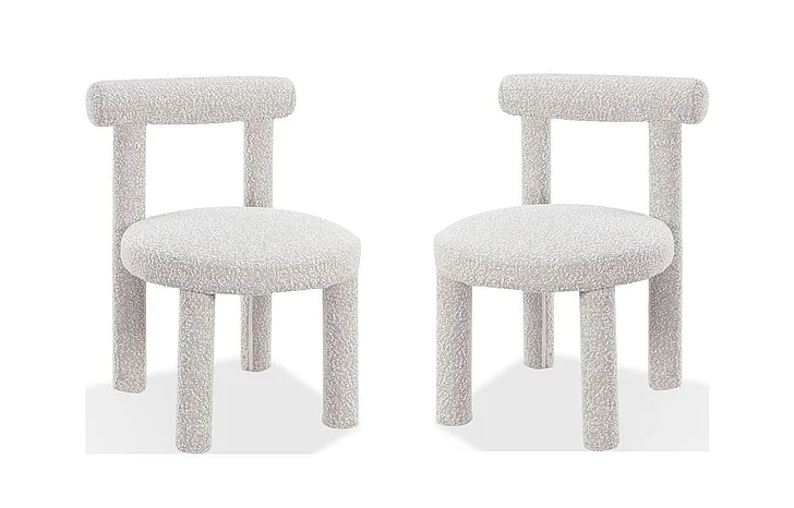Modus Furniture Crossroads 2.0 Addison Modern Dining Chair in Cotton Ball Boucle PWNB63A (Set of 2)