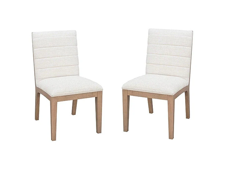 Modus Furniture Sumire Solid Wood Dining Chair in Ginger and Natural Linen QETW65 (Set of 2)