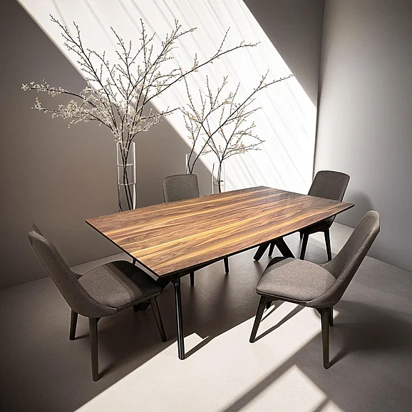 Urban Styles Quantum 5pc Dining Table Set in Low-Sheen Walnut