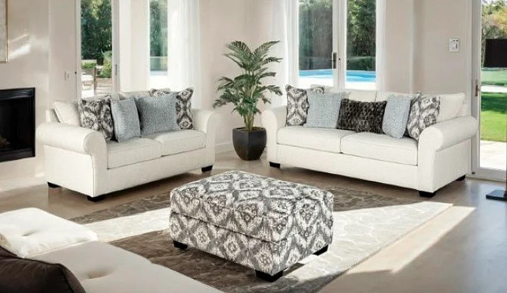 Furniture of America Queensbury 2pc Living Room Set in White