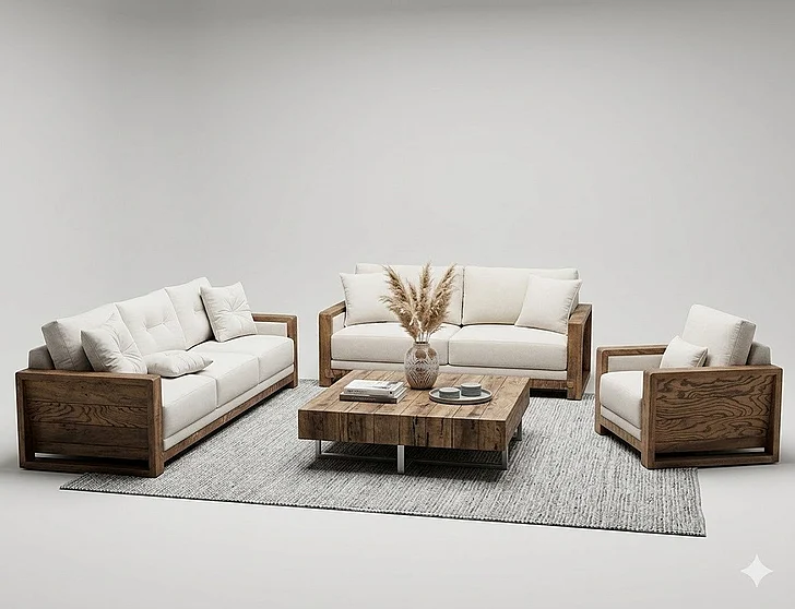 IFD Ancora 2pc Living Room Set in White