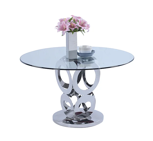 Chintaly Raegan Round Glass Dining Table in Clear