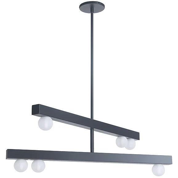 Dainolite 6LT Chandelier, MB w/ Frosted Glass RAL-306C-MB
