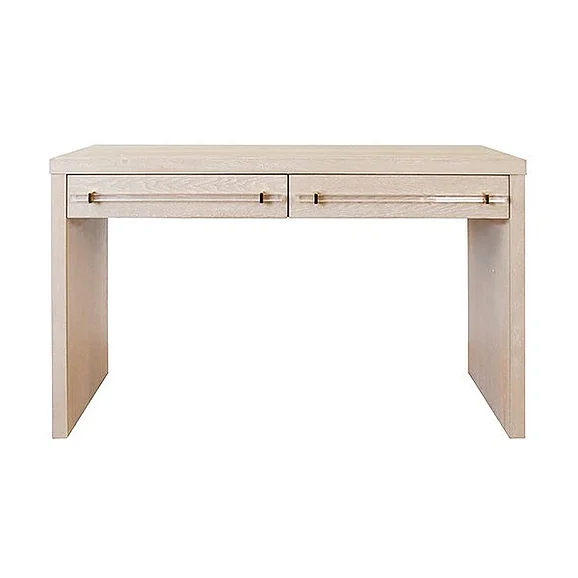 Worlds Away Ralph Waterfall Two Drawer Desk in Cerused Oak RALPH CO