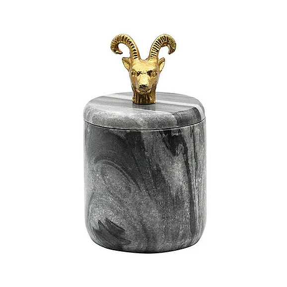 Worlds Away Rammy Black Marble Container RAMMY
