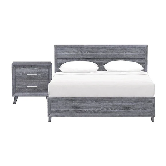 Emerald Home Rappa - HD1688 2pc Storage Bedroom Set in Gray