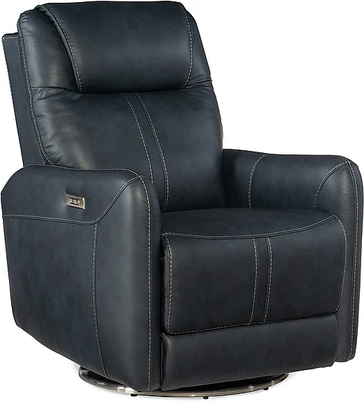 Hooker Furniture RC Steffen Swivel Power Recliner with Power Headrest in Blue RC601-PHSZ-049