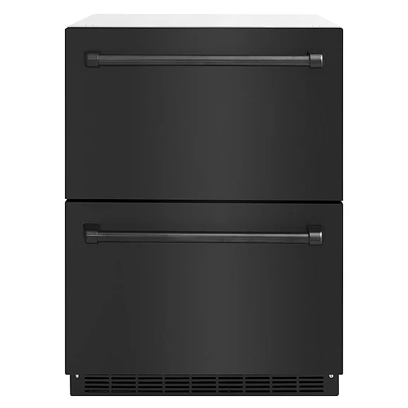 ZLINE 24 In. Touchstone 168 Can Outdoor-rated Dual Refrigerator Drawer w/Black Stainless Steel Doors in Black Stainless Steel RDSOBS24
