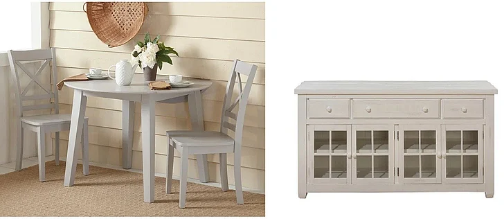 Jofran Simplicity 6pc Round Dropleaf Table Set in Grey