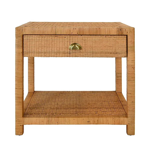 Worlds Away Reed One Drawer End Table in Rattan REED