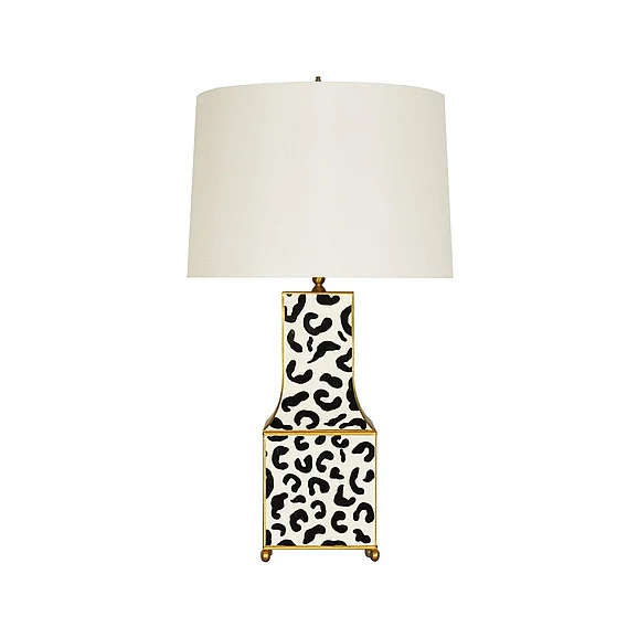 Worlds Away Renata Handpainted Pagoda Table Lamp in Blk Leopard RENATA BLP